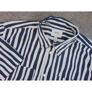 Wesc Shirt Mens Med Black White‎ Stripe Sweden Botton Down Collar